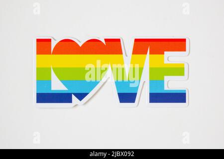 Rainbow Love symbol for gay pride month isolated on white background Stock Photo