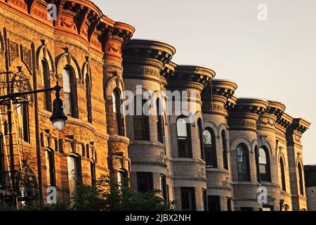 row houses along Prospect Park west in Brooklyn NYC Stock Photo