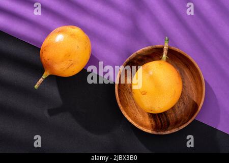 Passiflora Ligularis - Granadilla Or Chinese Pomegranate; Tasty And Healthy Fruit Stock Photo