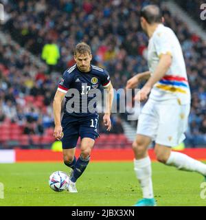 Glasgow, UK. 08th June, 2022. Scotland played Armenia at Hampden Park, Scotland's National Football Stadium, in the first round of the UEFA Nations League. Both teams are in League B, Group 1. According to Steve Clark, the Scotland manager, the team are hoping to move on from the defeat against Ukraine a week ago. Credit: Findlay/Alamy Live News Stock Photo