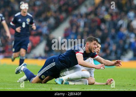 Glasgow, UK. 08th June, 2022. Scotland played Armenia at Hampden Park, Scotland's National Football Stadium, in the first round of the UEFA Nations League. Both teams are in League B, Group 1. According to Steve Clark, the Scotland manager, the team are hoping to move on from the defeat against Ukraine a week ago. Credit: Findlay/Alamy Live News Stock Photo