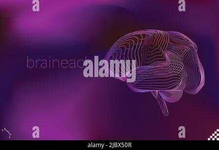 3d rig line geometric line mesh blend side view art of human organ the brain Stock Vector