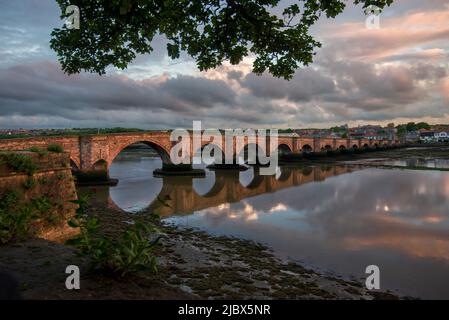 Berwick upon Tweed. During the Border Wars Berwick exchanged hands thirteen times before finally falling to England in 1482. Just outside the town in Stock Photo