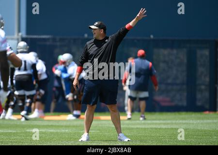 Foxborough, Massachusetts, USA. 31st May, 2022. MA, USA; New England  Patriots tight end Matt Sokol (87) runs a drill at the team's OTA at  Gillette Stadium, in Foxborough, Massachusetts. Eric Canha/CSM/Alamy Live