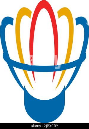 Badminton logo design with using shuttlecock icon template Stock Vector
