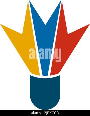 Badminton logo design with using shuttlecock icon template Stock Vector