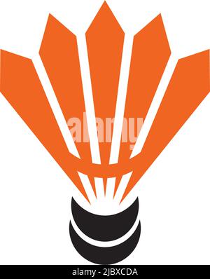 Badminton logo design with using shuttlecock icon template Stock Vector