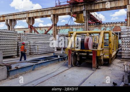 Reinforced concrete slabs production line Stock Photo