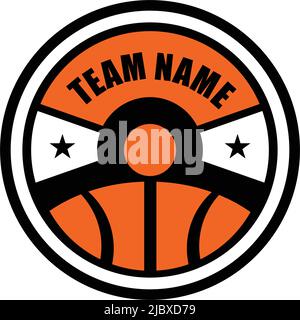 Basketball emblematic logo design inspiration vector illustration with isolated background template Stock Vector