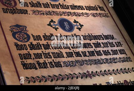The 10 commandments list at St Oswald's Church, Golborne Rd, Winwick, Warrington, Cheshire,England, WA2 8SZ Stock Photo