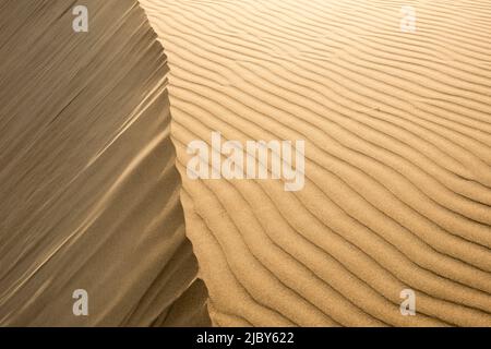 Shadows on ripples on sand dunes, Isla Magdalena, Baja California Sur Stock Photo