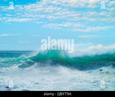 Huge wave curling over and breaking during cyclone Ola Stock Photo