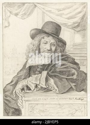Portrait of Jacob van Campen, anonymous, 1661 - 1700, draughtsman: anonymous, draughtsman: Jan Lievens, (rejected attribution), anonymous, 1661 - 1700, paper, h 326 mm × w 240 mm Stock Photo
