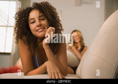 Mixed race woman smiling Stock Photo