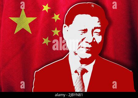 Xi Jinping and the Chinese flag Stock Photo