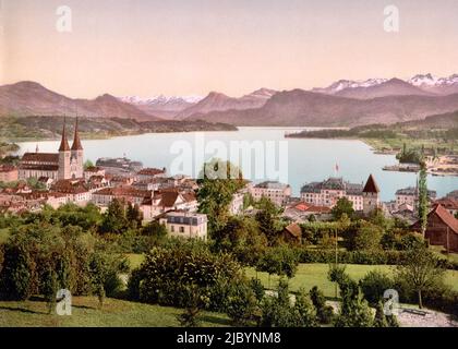 Lake Lucerne, Lucerne, Switzerland 1890. Stock Photo