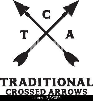 Hunter logo design with crossed arrow icon illustration template Stock Vector
