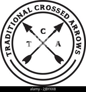 Hunter logo design with crossed arrow icon illustration template Stock Vector