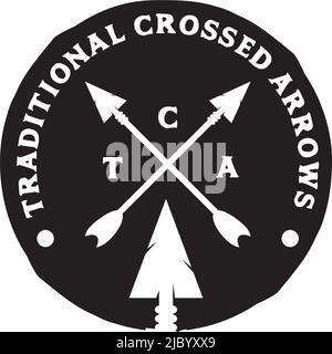 Hunter logo design with crossed arrow icon illustration template Stock Vector