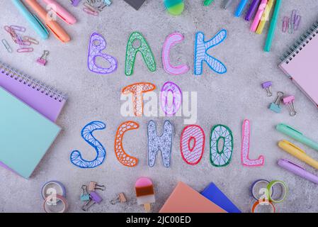 Back to school concept with stationery Stock Photo