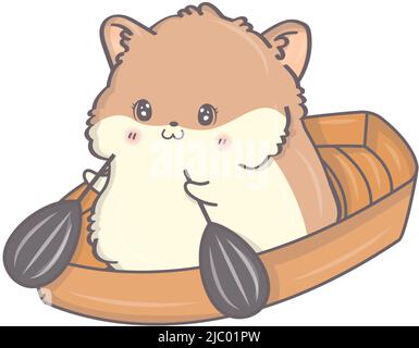 Cute hamster kawaii chibi drawing style Royalty Free Vector