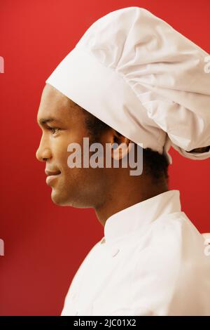 Side view of male chef wearing hat Stock Photo