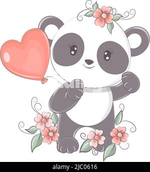 Panda in cartoon style isolated on white background. The images are made for childrens products, as well as perfect for childrens parties. The animal Stock Vector