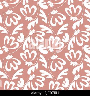 Seamless floral pattern based on traditional folk art ornaments. Modern flowers on color background. Scandinavian style. Sweden nordic style. Vector Stock Vector