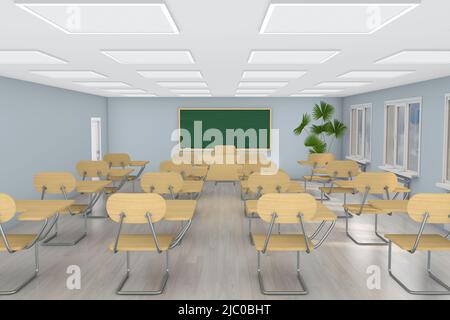 Interior school classroom. 3d illustration. Back to school Stock Photo