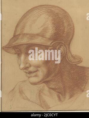 Study of a man's head with helmet, three quarters, to the left, draughtsman: Isaac Walraven, 1696 - 1765, paper, h 314 mm × w 248 mm Stock Photo