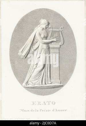Erato, muse of dance or miniature poem, Erato, draughtsman: Alexander Liernur, 1796, paper, h 240 mm × w 169 mm Stock Photo