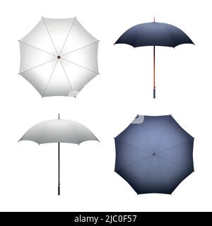 Black umbrella mockup set, vector illustration isolated on white ...