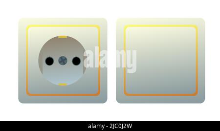 Socket and Switch. Electrical appliances for home network. Spare parts for work of an electrician. Isolated on white background. Vector Stock Vector