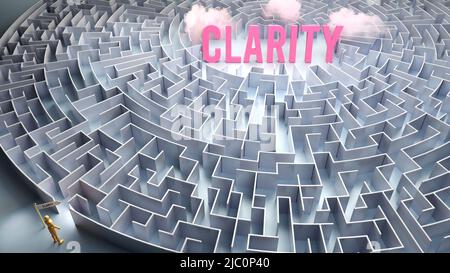 Clarity and a difficult path, confusion and frustration in seeking it, hard journey that leads to Clarity,3d illustration Stock Photo