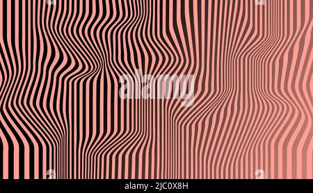 Distortion lines background. Distort stripes, abstract modern pattern. Op art illusion waves. Dynamic surface Stock Vector