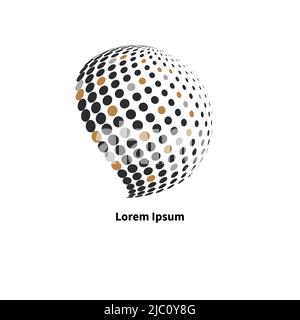 3D networking communication. Planet with dot pattern. Abstract geometric digital business icon, logo Stock Vector