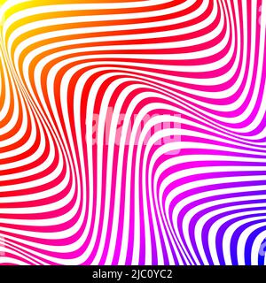 Abstract op art texture with wavy stripes. Creative background with distorted lines. Striped diagonal lines, design with distortion Stock Vector