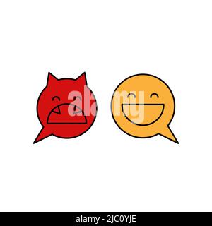 Customer support logo, dialog icon. Two smiling faces Stock Vector