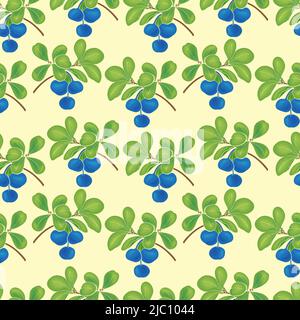 Blueberry pattern seamless. Vector illustration Stock Vector
