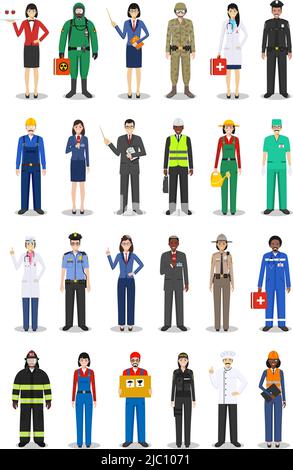 People occupation characters set in flat style isolated on white background. Flat vector icons on white background. Templates for infographic, sites, Stock Vector