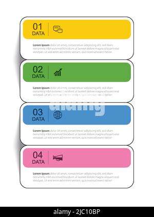4 data infographics tab thin line index template. Vector illustration abstract square infographic background. Stock Vector
