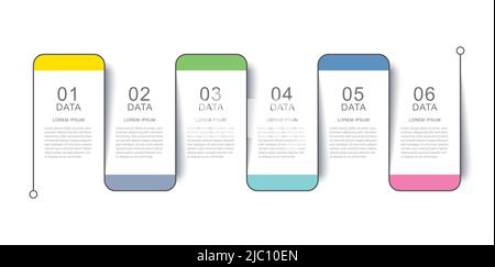 6 data infographics tab thin line index template. Vector illustration abstract square infographic background. Stock Vector