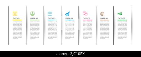 7 data infographics tab thin line index template. Vector illustration abstract square infographic background. Stock Vector