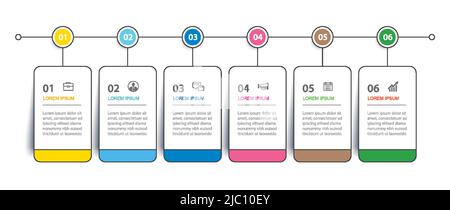 6 data infographics tab thin line index template. Vector illustration abstract square infographic background. Stock Vector
