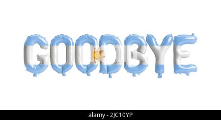 3d illustration of goodbye-letter balloons with argentina flag isolated on white background Stock Photo