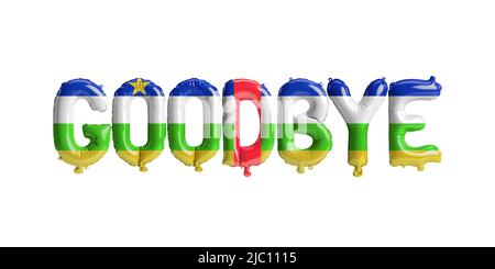 3d illustration of goodbye-letter balloons with central african republic flag isolated on white background Stock Photo