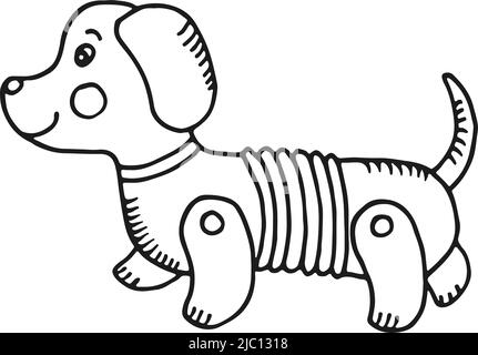 Dog toy icon. Mechanical animal kid drawing Stock Vector
