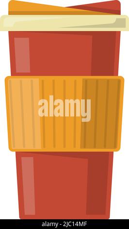 Thermo mug flat icon. Hot drink container Stock Vector