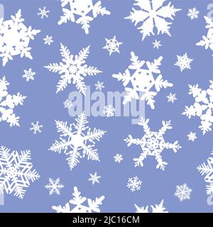 Seamless winter background with snowflake in flat style Stock Vector