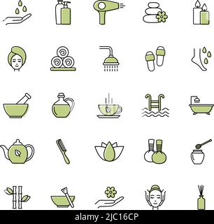 Set of spa line icons, vector illustration Stock Vector